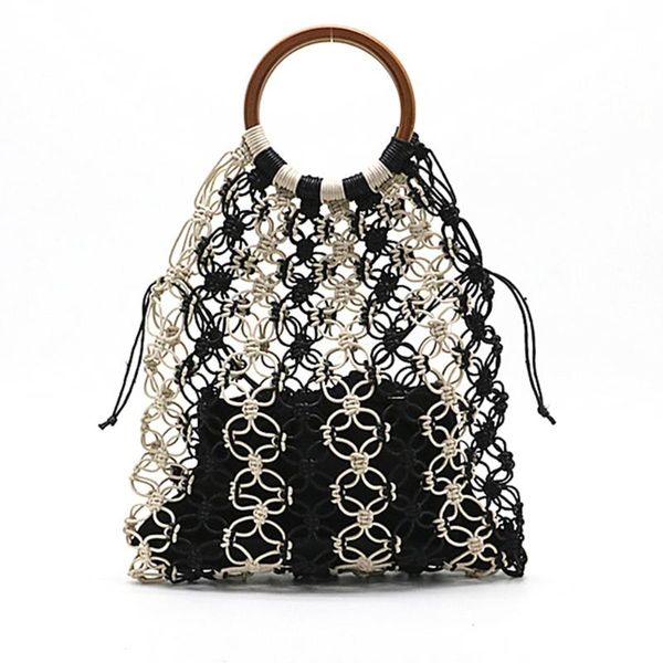 evening bags women handmade woven straw handbag with wooden handle hollow out contrast color striped fishing net beach tote bag purse
evening bags women handmade woven straw handbag with wooden handle hollow out contrast color striped fishing net beach tote bag purse
