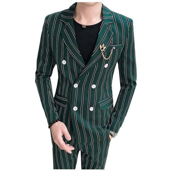 men's suits & blazers 2021 autumn male british wind slim fit striped suit men large size double-breasted (suit jacket + pants), White;black
men's suits & blazers 2021 autumn male british wind slim fit striped suit men large size double-breasted (suit jacket + pants), White;black