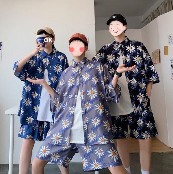 men's casual shirts men short sleeve shirt harajuku coat loose and versatile women small chrysanthemum prints fashion, White;black
men's casual shirts men short sleeve shirt harajuku coat loose and versatile women small chrysanthemum prints fashion, White;black