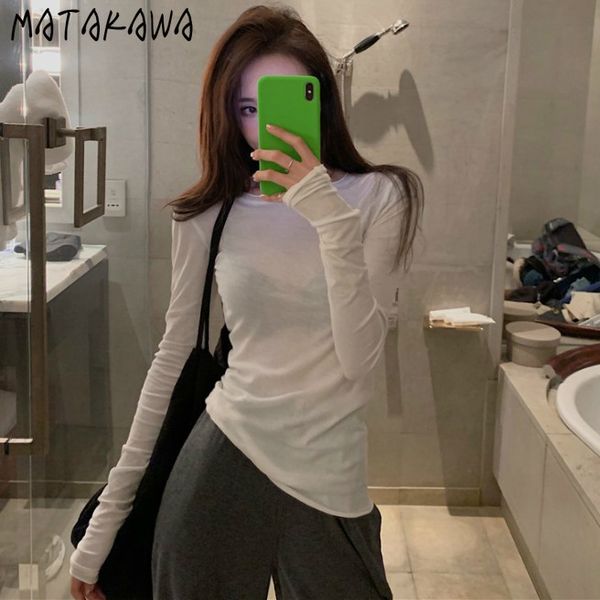 matakawa long-sleeved women t-shirt autumn korean thin slim tshirt round neck solid color bottoming 210513, White
matakawa long-sleeved women t-shirt autumn korean thin slim tshirt round neck solid color bottoming 210513, White