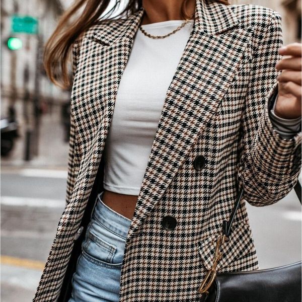 women's suits & blazers 2021 autumn winter fashion europe america high street slim casual turn-down collar double breasted, White;black
women's suits & blazers 2021 autumn winter fashion europe america high street slim casual turn-down collar double breasted, White;black