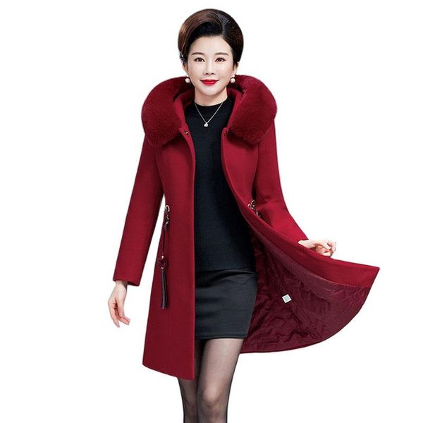women's wool & blends 2021 winter jacket women woolen coat thick warm middle-aged outerwear basic coats female, Black
women's wool & blends 2021 winter jacket women woolen coat thick warm middle-aged outerwear basic coats female, Black