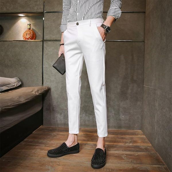 men's suits & blazers white formal stretch pants mens dress slim fit black suit trousers men office business, White;black
men's suits & blazers white formal stretch pants mens dress slim fit black suit trousers men office business, White;black