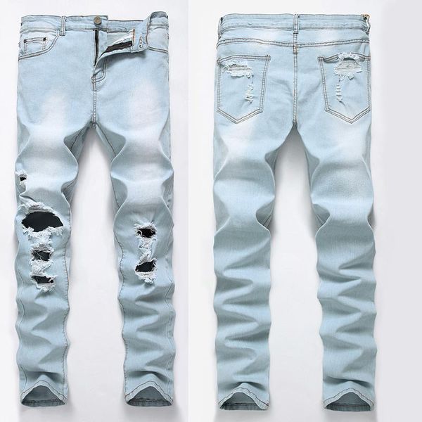 men's jeans washed jeans, stretch pants knee big hole fashion models, all-match denim trousers, handsome trend, Blue
men's jeans washed jeans, stretch pants knee big hole fashion models, all-match denim trousers, handsome trend, Blue