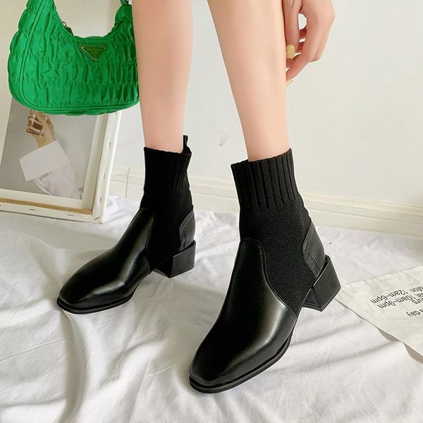 boots leather for women 2021 high heel sock female stretch knitted fabric shoes women's fashion ankle booties, Black
boots leather for women 2021 high heel sock female stretch knitted fabric shoes women's fashion ankle booties, Black