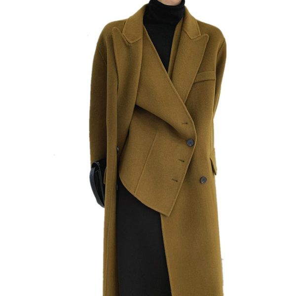 women's wool & blends autumn winter fashion x-long double faced vest+long woolen coat women two piece sets, Black
women's wool & blends autumn winter fashion x-long double faced vest+long woolen coat women two piece sets, Black