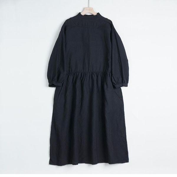 spring summer wind cotton linen dress loose thin stand-up collar 7-point lantern sleeve black buttoned women casual dresses, Black;gray
spring summer wind cotton linen dress loose thin stand-up collar 7-point lantern sleeve black buttoned women casual dresses, Black;gray