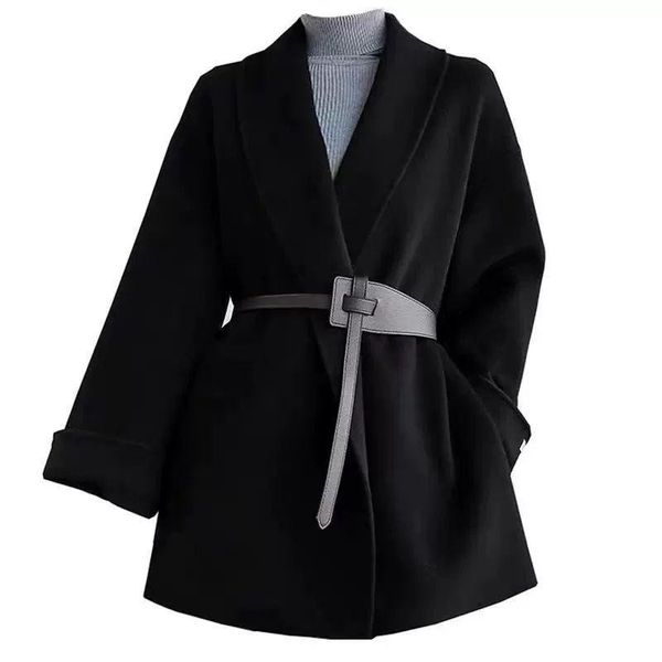 spring and autumn cashmere coat women's mid-length wool trench & blends, Black
spring and autumn cashmere coat women's mid-length wool trench & blends, Black