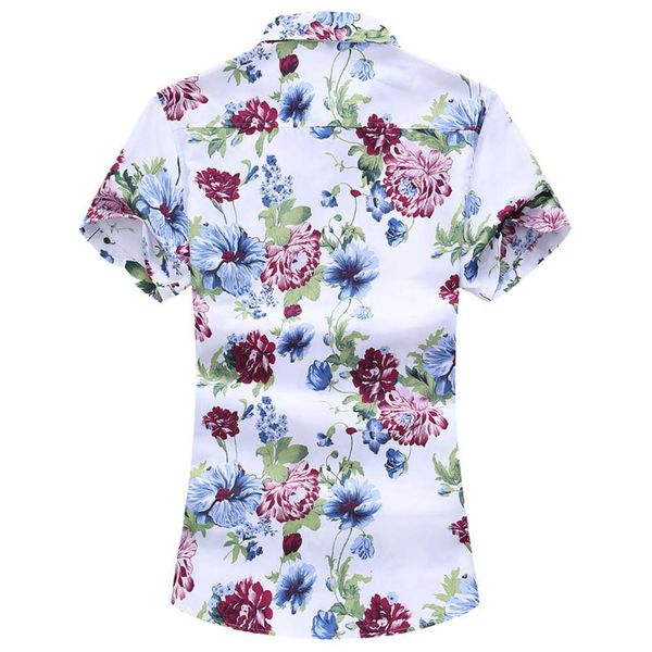 men's shirt 2020 summer slim print large men's short sleeve shirt c7062, White;black