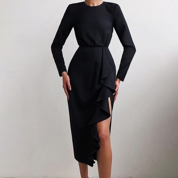 casual dresses 2021 summer elegant dress women long sleeve knee-length wrapped hip ruffle celebrity runway party, Black;gray
casual dresses 2021 summer elegant dress women long sleeve knee-length wrapped hip ruffle celebrity runway party, Black;gray