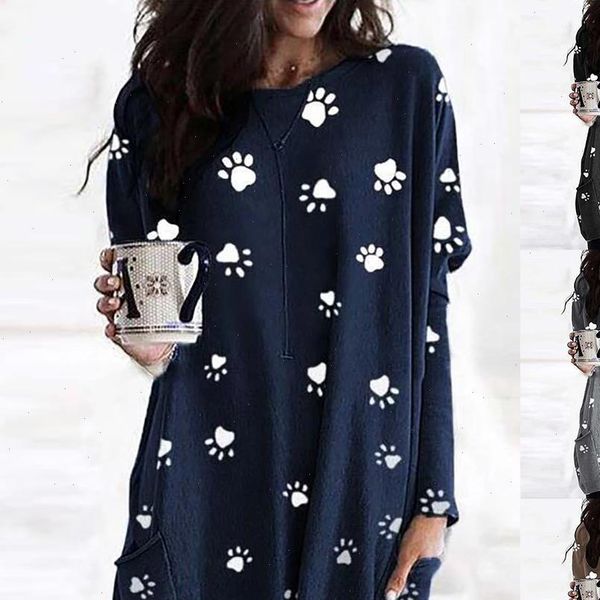 women shirts casual autumn o neck paw print pockets tunic long blouse pullover drop good quality, White
women shirts casual autumn o neck paw print pockets tunic long blouse pullover drop good quality, White