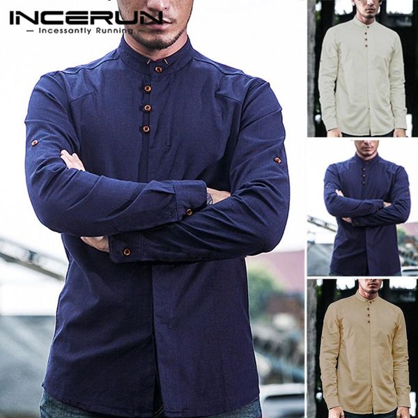 men's casual shirts incerun chinese style cotton shirt retro stand collar slim fashion solid color literary loose 2021, White;black
men's casual shirts incerun chinese style cotton shirt retro stand collar slim fashion solid color literary loose 2021, White;black