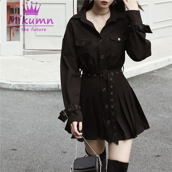 casual dresses harajuku solid slim pleated long sleeve sashes shirt dress punk gothic fashion streetwear women mini, Black;gray
casual dresses harajuku solid slim pleated long sleeve sashes shirt dress punk gothic fashion streetwear women mini, Black;gray