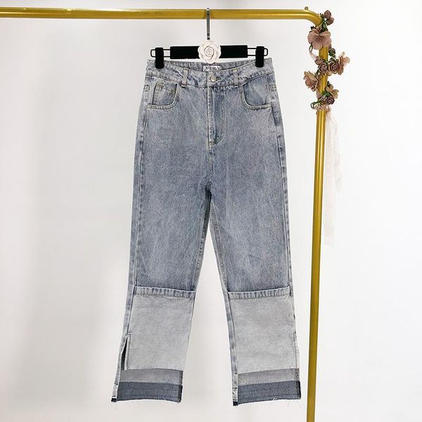 women's jeans 2021 summer stitching hit color irregular split casual high waist pants women, Blue
women's jeans 2021 summer stitching hit color irregular split casual high waist pants women, Blue