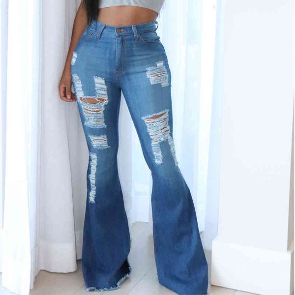 jean women vintage flare jeans holes destroyed pants casual ripped wide leg bell-bottomed trousers, Blue
jean women vintage flare jeans holes destroyed pants casual ripped wide leg bell-bottomed trousers, Blue