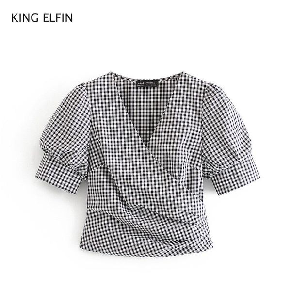 women's blouses & shirts king elfin fashion shirt 2021 summer leisure fit v-neck puff sleeve plaid elegant blouse female, White
women's blouses & shirts king elfin fashion shirt 2021 summer leisure fit v-neck puff sleeve plaid elegant blouse female, White