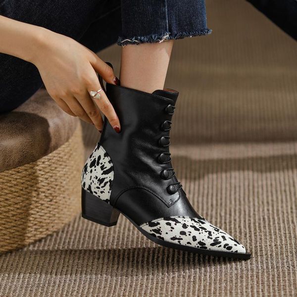 boots women elegant ankle thick high heel shoes zipper pointed toe ladies footwear short real horsehair western, Black
boots women elegant ankle thick high heel shoes zipper pointed toe ladies footwear short real horsehair western, Black