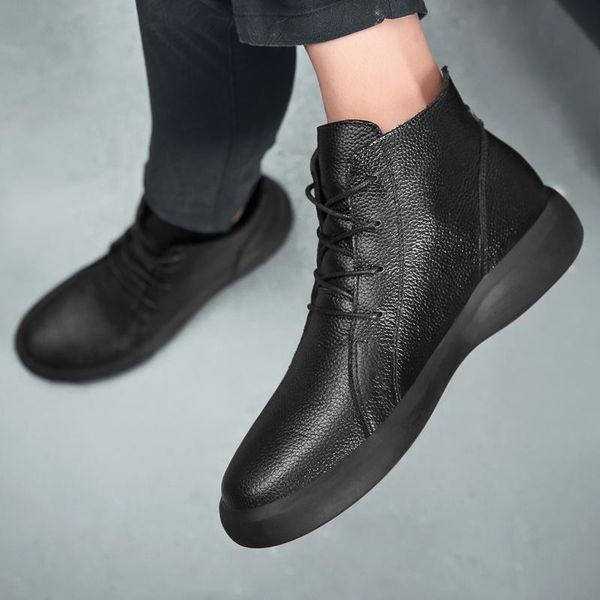 boots leather shoes men snow handmade retro warm genuine winter fashion sneakers, Black
boots leather shoes men snow handmade retro warm genuine winter fashion sneakers, Black