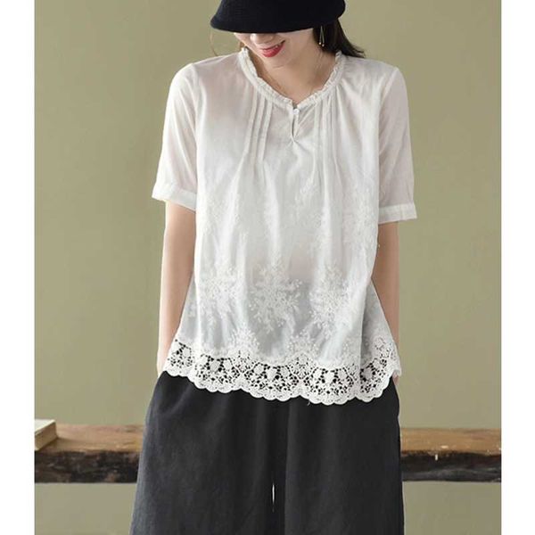 women's t-shirt lamtrip ruffled collar floral embroidery hollow out lace hem loose short sleeve doll shirt mori girl 2021 summer, White
women's t-shirt lamtrip ruffled collar floral embroidery hollow out lace hem loose short sleeve doll shirt mori girl 2021 summer, White