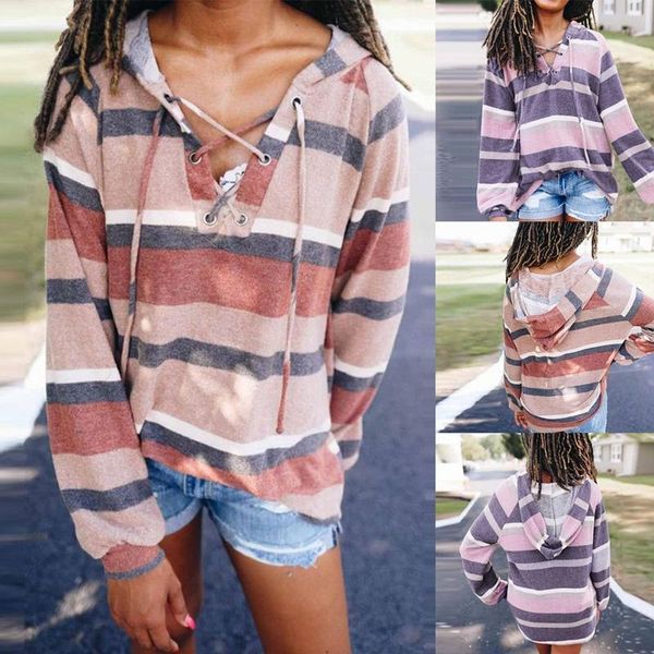 women's t-shirt fashion casual striped printed v-neck tie bandwidth loose long sleeve, White
women's t-shirt fashion casual striped printed v-neck tie bandwidth loose long sleeve, White