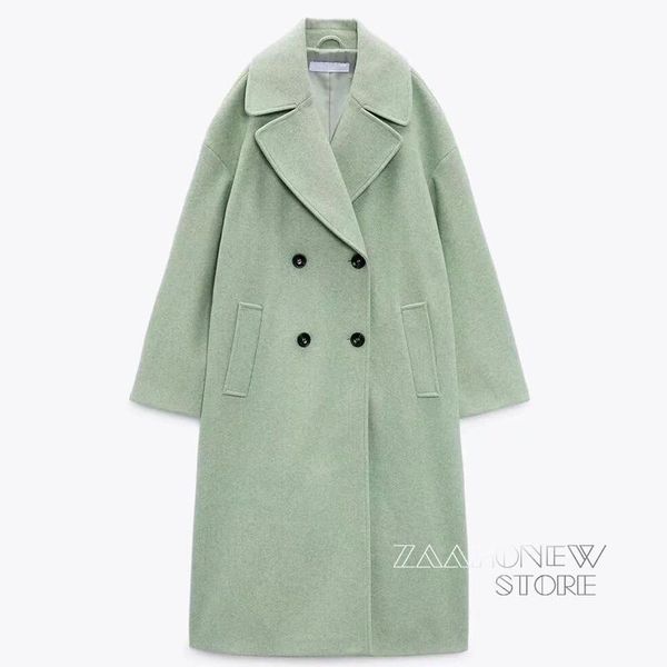 women's wool & blends zaaho 2022 autumn winter women vintage green warm coat female casual pocket long overcoats ladies outwear, Black
women's wool & blends zaaho 2022 autumn winter women vintage green warm coat female casual pocket long overcoats ladies outwear, Black