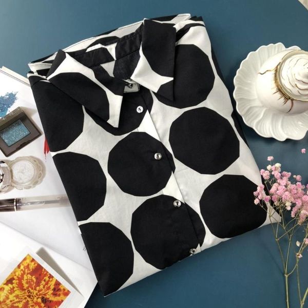 women's blouses & shirts women 100% cotton black and white geometric print loose turn-down collar
women's blouses & shirts women 100% cotton black and white geometric print loose turn-down collar