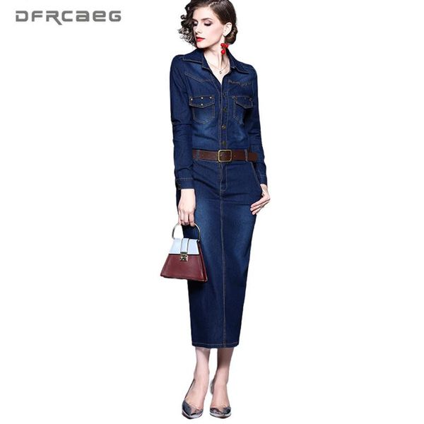 casual dresses belt deep blue vintage slim women denim dress maxi 2021 autumn elegant long sleeve ankle-length jeans femme robe, Black;gray
casual dresses belt deep blue vintage slim women denim dress maxi 2021 autumn elegant long sleeve ankle-length jeans femme robe, Black;gray