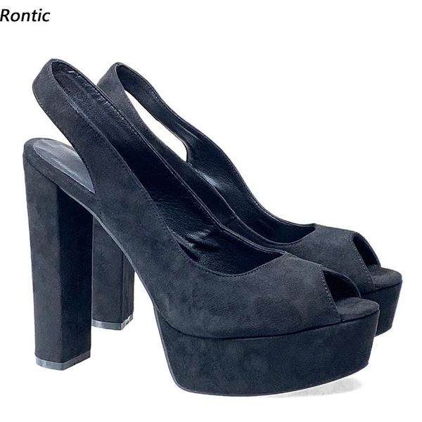 dress shoes rontic handmade women platform sandals faux suede chunky heels peep toe elegant black party us size 5-20
dress shoes rontic handmade women platform sandals faux suede chunky heels peep toe elegant black party us size 5-20
