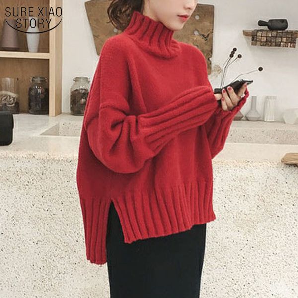 autumn and winter red loose long sleeve women's turtleneck korean fashion sweet split solid sweaters pullover 11860 210508, White;black
autumn and winter red loose long sleeve women's turtleneck korean fashion sweet split solid sweaters pullover 11860 210508, White;black