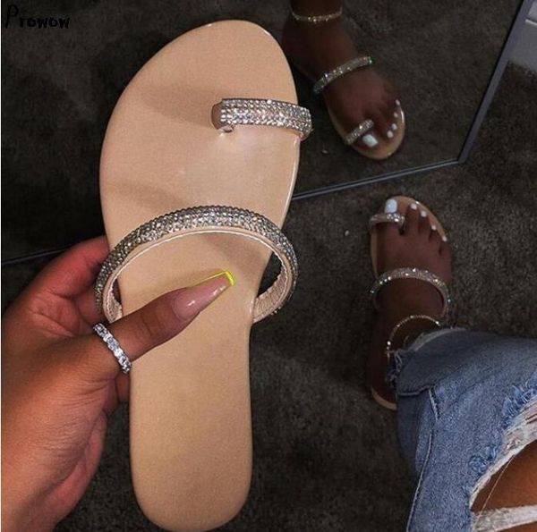 women's beach shoes fashion wild crystal bright diamond flat sandals outdoor single finger buckle slippers, Black
women's beach shoes fashion wild crystal bright diamond flat sandals outdoor single finger buckle slippers, Black