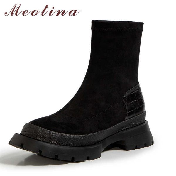 meotina real leather platform mid heel ankle boots women shoes round toe chunky heels slip on stretch short boots black autumn 210608
meotina real leather platform mid heel ankle boots women shoes round toe chunky heels slip on stretch short boots black autumn 210608