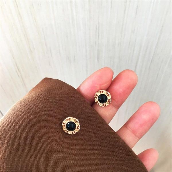stud small round black resin earrings women contracted fashion and personality temperament retro geometric earring ornaments, Golden;silver
stud small round black resin earrings women contracted fashion and personality temperament retro geometric earring ornaments, Golden;silver
