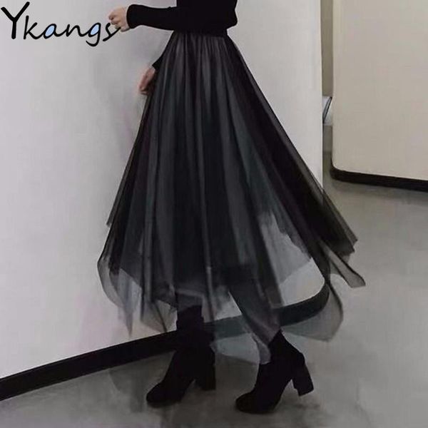 gothic black tulle patchwork long irregular skirts elastic high waist a-line mesh pleated midi vintage punk streetwear
gothic black tulle patchwork long irregular skirts elastic high waist a-line mesh pleated midi vintage punk streetwear