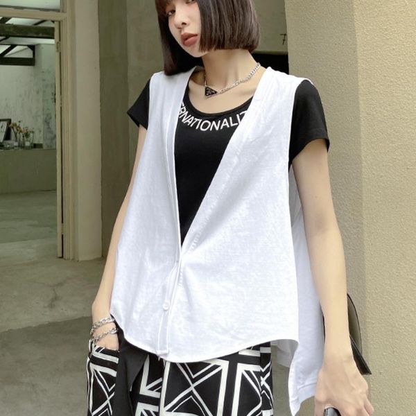 women's vests xuxi women sleeveless vest thin tooling personality stylish waistcoat simple coat summer 2021 e1992, Black;white
women's vests xuxi women sleeveless vest thin tooling personality stylish waistcoat simple coat summer 2021 e1992, Black;white
