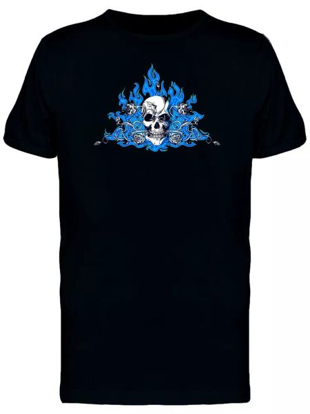 Blue Flam Skull With Dried Roses Men's Tee -Image by Shutterstock, White;black
Blue Flam Skull With Dried Roses Men's Tee -Image by Shutterstock, White;black