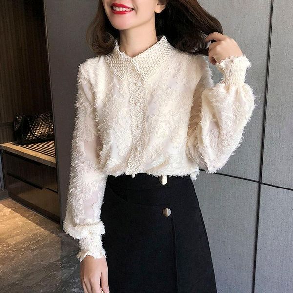 women's blouses & shirts the liberal temperament beaded lace stitching doll collar shirt ut170, White
women's blouses & shirts the liberal temperament beaded lace stitching doll collar shirt ut170, White