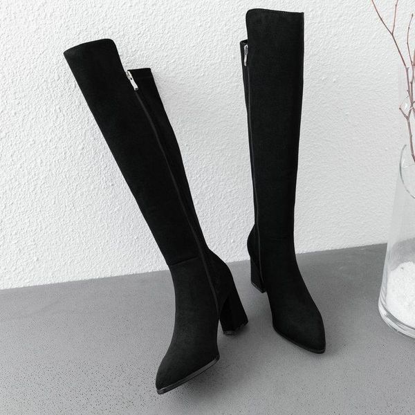 boots women winter thigh high knee cow suede leather shoes zipper heels black long bota feminina
boots women winter thigh high knee cow suede leather shoes zipper heels black long bota feminina