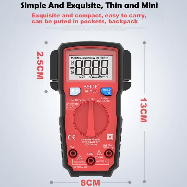 multimeters automatic hz v-alert test smart digital multimeter bside adms6 auto range 6000 counts dc/ac voltage tester
multimeters automatic hz v-alert test smart digital multimeter bside adms6 auto range 6000 counts dc/ac voltage tester