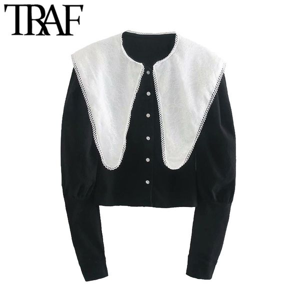 traf women fashion with bejewelled buttons blouses vintage peter pan collar puff sleeve female shirts chic 210415, White
traf women fashion with bejewelled buttons blouses vintage peter pan collar puff sleeve female shirts chic 210415, White