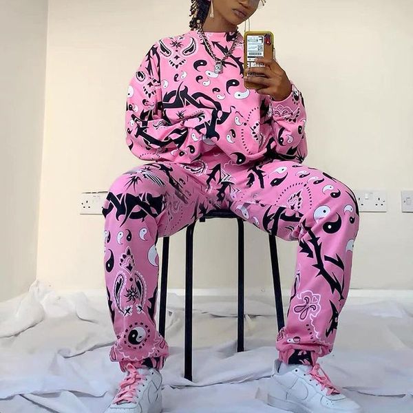 women's two piece pants hip hop printing women trouser suits autumn long sleeve pullover casual oversized streetwear loose clothing set, White
women's two piece pants hip hop printing women trouser suits autumn long sleeve pullover casual oversized streetwear loose clothing set, White