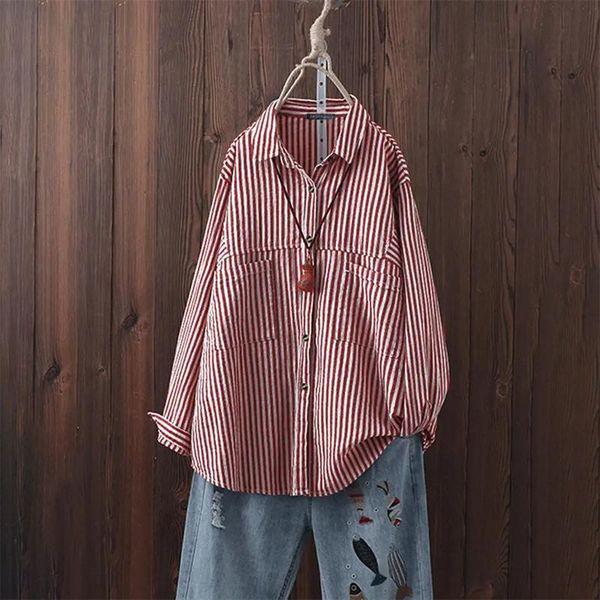 women's t-shirt stripe print shirt women casual loose long sleeve pocket button chemise longue femme plus size shirts, White
women's t-shirt stripe print shirt women casual loose long sleeve pocket button chemise longue femme plus size shirts, White
