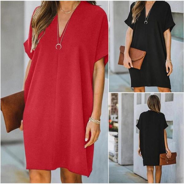 casual dresses women shirt dress midi beach sundress vacation solid plus size v-neck short sleeve contract vestidos, Black;gray
casual dresses women shirt dress midi beach sundress vacation solid plus size v-neck short sleeve contract vestidos, Black;gray