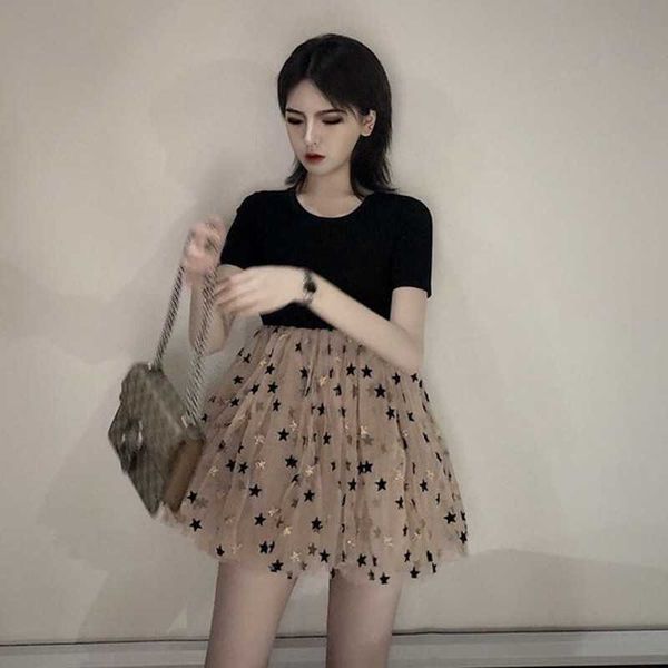 mini o neck short sleeve tshirts ball gowns patchwork summer clothing star mesh pleated dress women vestido de mujer casual wild 210610, Black;gray
mini o neck short sleeve tshirts ball gowns patchwork summer clothing star mesh pleated dress women vestido de mujer casual wild 210610, Black;gray