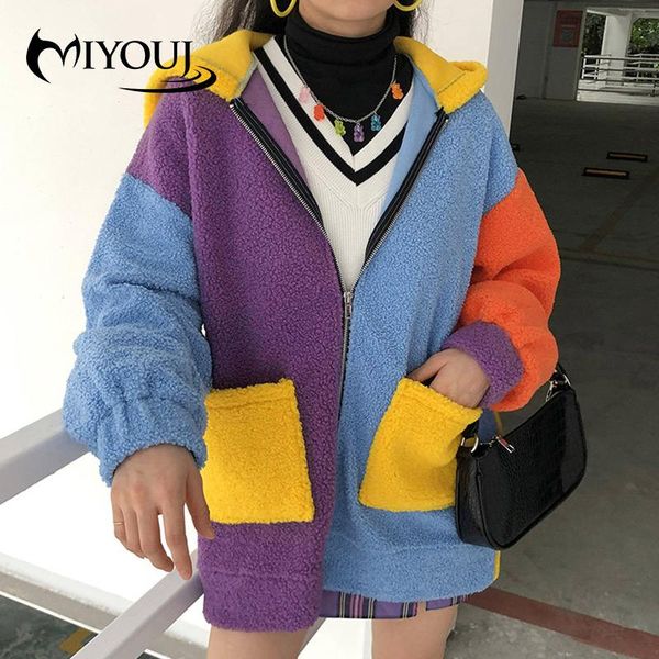 women's jackets miyouj lamb wool patchwork women contrast color jacket female 2021 autumn winter warm velvet hoodies coat, Black;brown
women's jackets miyouj lamb wool patchwork women contrast color jacket female 2021 autumn winter warm velvet hoodies coat, Black;brown