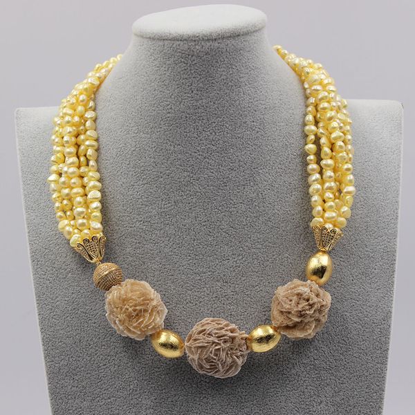 guaiguai jewelry 7 strands yellow keshi pearl rose desert rough raw asymmetric chokers necklace handmade for women, Silver
guaiguai jewelry 7 strands yellow keshi pearl rose desert rough raw asymmetric chokers necklace handmade for women, Silver