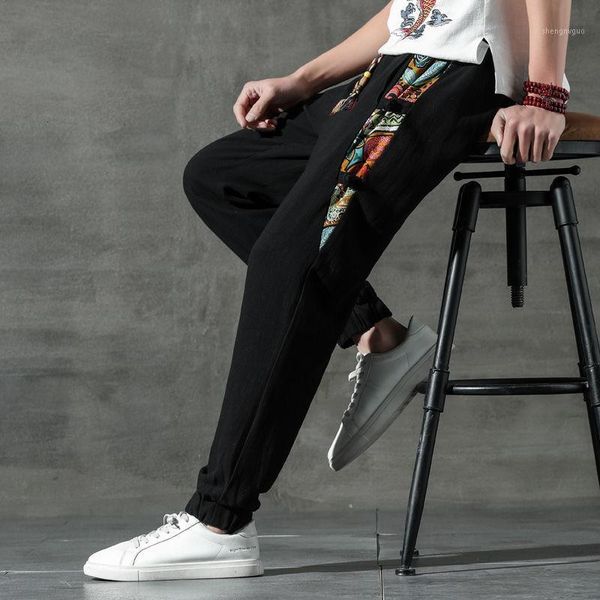 men's youth tide brand cotton linen pants large loose breathable striped casual with ankle feet sport, Black
men's youth tide brand cotton linen pants large loose breathable striped casual with ankle feet sport, Black