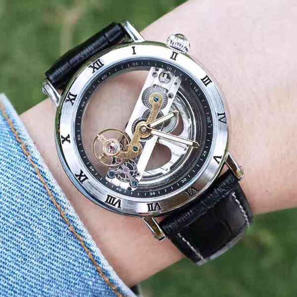 design new luxury men transparent mechanical clock automatic self-wind sier gear skeleton rvs belts saati, Slivery;brown
design new luxury men transparent mechanical clock automatic self-wind sier gear skeleton rvs belts saati, Slivery;brown