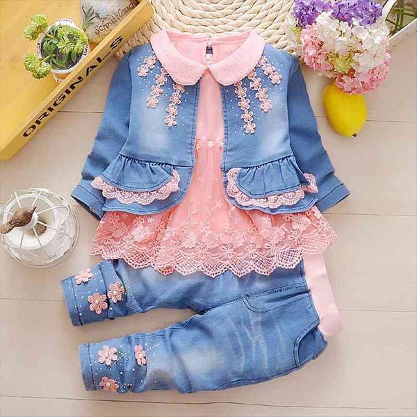0 2y spring girls lace denim patchwork clothing sets 3pcs kids clothes shirt jacket jeans, White
0 2y spring girls lace denim patchwork clothing sets 3pcs kids clothes shirt jacket jeans, White