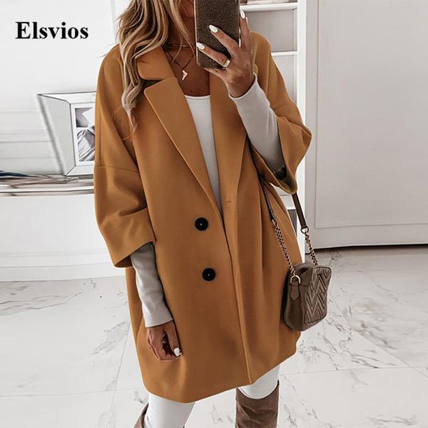 women's wool & blends 2021 autumn winter long sleeve pocket jacket fashion women loose outerwear elegant turn-down collar button lady, Black
women's wool & blends 2021 autumn winter long sleeve pocket jacket fashion women loose outerwear elegant turn-down collar button lady, Black