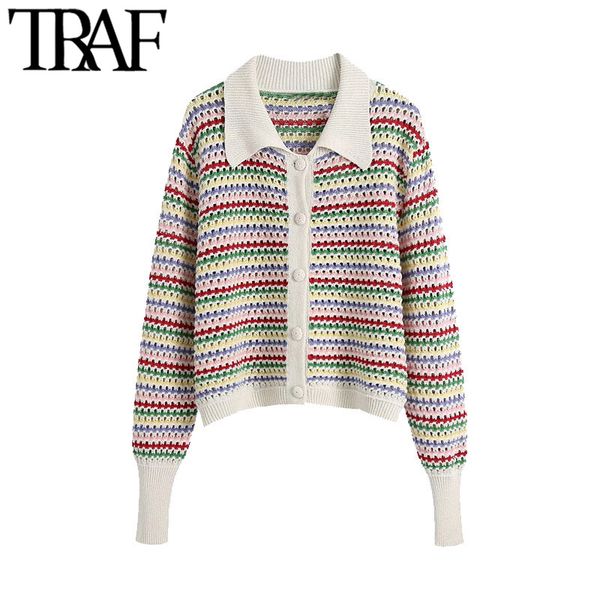 traf women fashion striped knitted cardigan sweater vintage long sleeve button-up female outerwear chic 210415, White;black
traf women fashion striped knitted cardigan sweater vintage long sleeve button-up female outerwear chic 210415, White;black